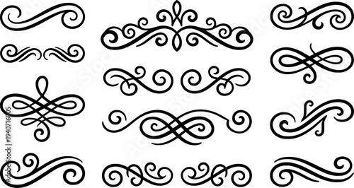 Collection of Elegant Black and White Decorative "S" Monograms
