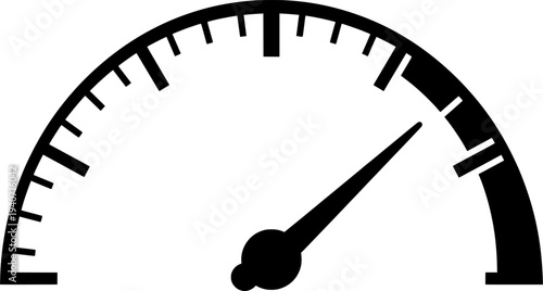 A simple black and white fuel gauge icon indicating a full reading on a white background

