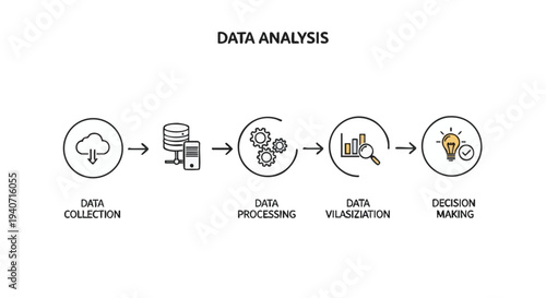 Set of 4 data analysis icons vector, infographic elements