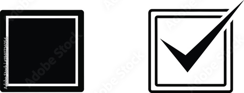 Checkmark and square icons isolated on transparent background, Vector