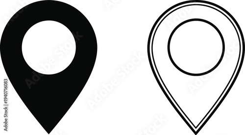 Map pin icons isolated on transparent background, Vector