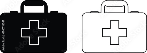 First aid kit icon set isolated on transparent background, Vector