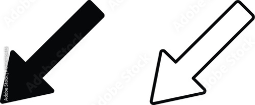 Opposing arrows pointing down and up isolated on transparent background, Vector