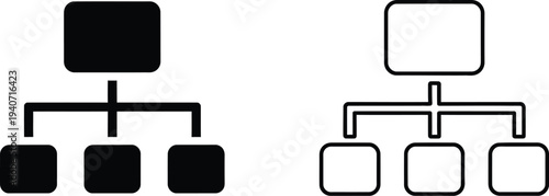 Flowchart organizational structure diagram isolated on transparent background, Vector