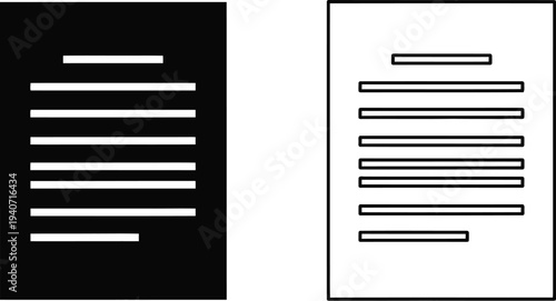 Black and white pages with lines isolated on transparent background, Vector
