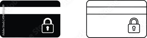 Secure credit card icons lock symbol isolated on transparent background, Vector