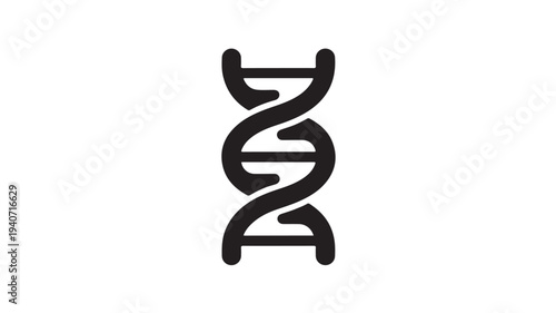 DNA Double Helix Icon Black Minimal Vector for Genetics, Molecular Biology Research and Biotechnology Science