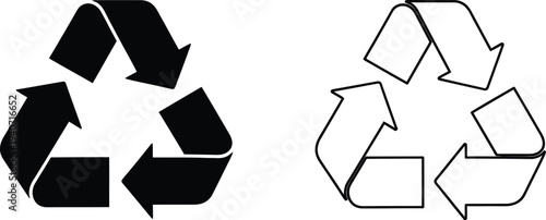 Recycling symbol icons isolated on transparent background, Vector
