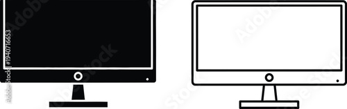 Monitor screen icon set isolated on transparent background, Vector