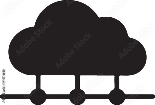 Cloud Computing Icon – Cloud Technology, Data Storage and Network Vector Illustration