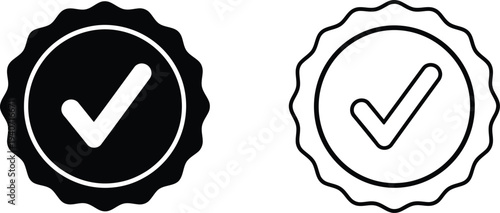 Checkmark icons verified symbols isolated on transparent background, Vector