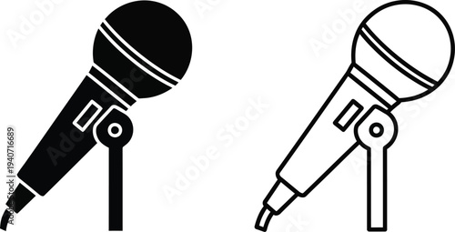 Microphone duo illustration isolated on transparent background, Vector