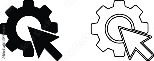 Gear cog settings icons isolated on transparent background, Vector
