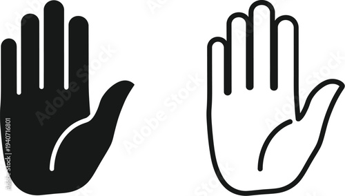 Hand gesture stop no refuse isolated on transparent background, Vector