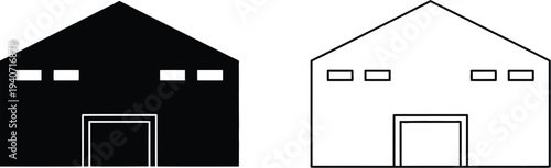 Simple house icons black and white isolated on transparent background, Vector