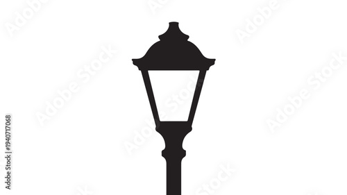 Street Lamp Silhouette Icon – Black Streetlight Pole for Urban Infrastructure, City Lighting and Public Street Furniture