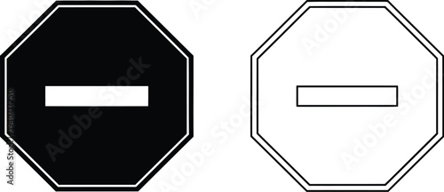Octagon stop sign symbols isolated on transparent background, Vector