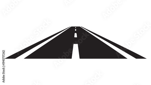 Road Icon Perspective Asphalt Highway With Lane Markings for Transportation, Travel Route and Infrastructure Navigation