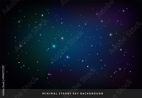 Minimal starry night sky background - vector stars space background with subtle colors in dark blue, green, purple, black