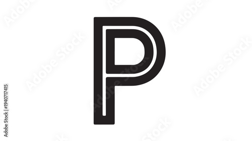Letter P Bold Typography Icon Black Alphabet Character for Logo Branding and Graphic Design