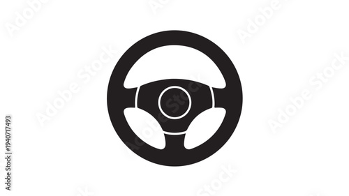 Steering Wheel Icon Isolated on White for Driving, Automotive Control and Transportation Design