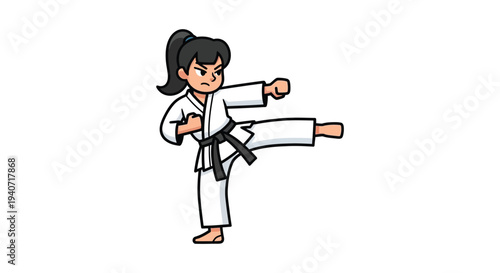 A young woman practices a dynamic karate kick showcasing strength and focus in a striking silhouette high quality professional detailed modern