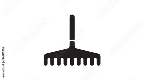 Garden Rake Icon Black Minimalist Landscaping Tool Symbol for Yard Work Lawn Care Gardening and Horticulture Concepts