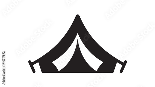 Camping Tent Icon Black Minimalist Outdoor Shelter Symbol for Travel Adventure Hiking Backpacking and Camping Concepts