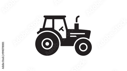 Tractor Icon Agricultural Farm Vehicle Machinery Symbol Farming Equipment Vector Isolated on White