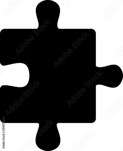 Black puzzle piece vector with jigsaw element icons, connection solution symbol isolated on transparent background, outline silhouette editable minimalist design