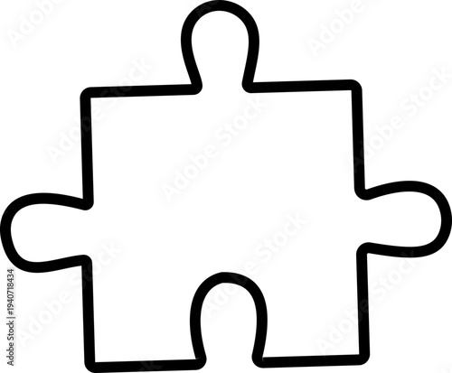 Black puzzle piece vector with jigsaw element icons, connection solution symbol isolated on transparent background, outline silhouette editable minimalist design