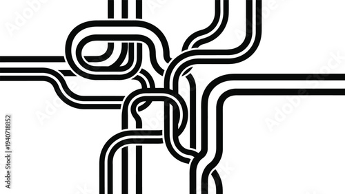 Complex network of intertwined paths and routes in an abstract illustration wqe (626) reference
