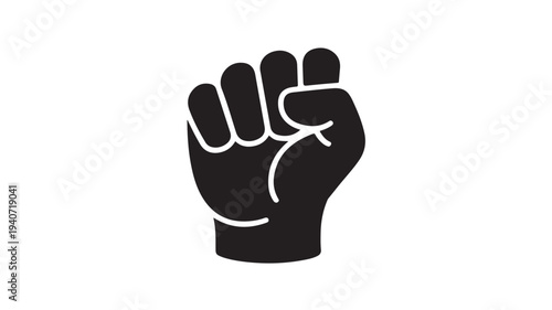 Raised Fist Icon Black Protest Symbol For Social Justice Campaigns, Activism Graphics, And Solidarity Branding