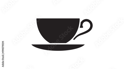 Tea Cup And Saucer Icon Black Hot Beverage Symbol For Cafe Branding, Restaurant Menus, And Food Service Marketing