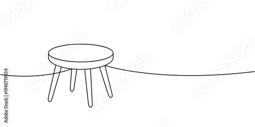 Minimalist round stool in outline. Simple furniture design for modern interiors and decor kits.