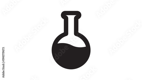 Erlenmeyer Flask Icon Black Laboratory Glassware Symbol For Science Research, Chemistry Education, And Medical Lab Branding
