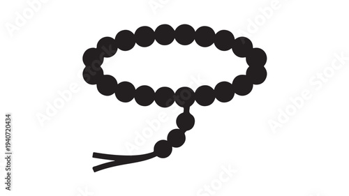 Prayer Beads Black Rosary for Meditation, Spirituality, and Religious Practice Concepts