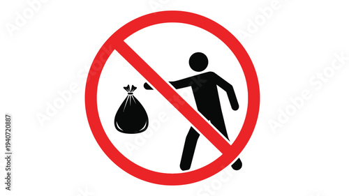 No dumping of waste a prohibited action depicted in silhouette