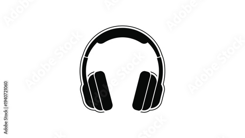 Photography Black headphones presented as a striking graphic silhouette