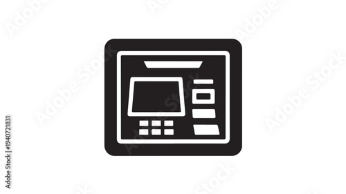 ATM Machine Icon With Cash Withdrawal Interface for Banking, Digital Finance Services, and Financial Transaction Platforms