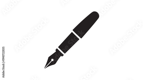 Fountain Pen Icon With Nib Detail Writing Instrument Symbol for Calligraphy Design, Business Stationery Branding, and Publishing Graphics