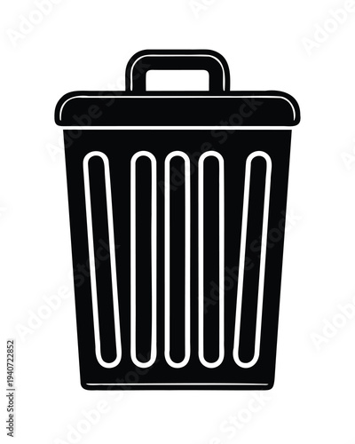 Trash can icon, trash bin icon, garbage bin icon, delete icon, waste bin symbol
