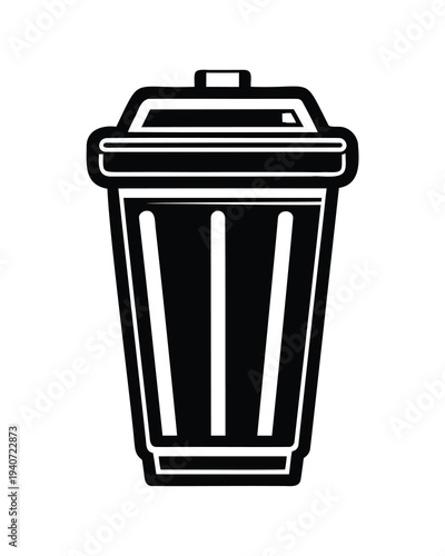Trash can icon, trash bin icon, garbage bin icon, delete icon, waste bin symbol
