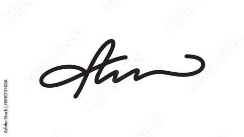 Handwritten Signature Ink Stroke Authentication Symbol for Legal Documents, Contract Approval, and Identity Verification Graphics