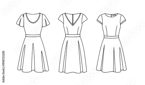 Sleek Dress Outline Icon Vector Illustration Front View Scalable Design