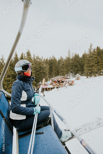 Skiing adventure at a winte...