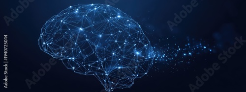 Abstract Digital Brain Network Representing Artificial Intelligence and Machine Learning Concepts.