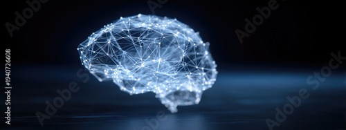 Digital Brain Network - Abstract Representation of Artificial Intelligence and Human Cognition.