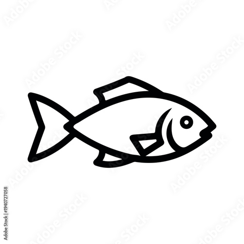 Fish Line Icon Illustration for Marine Seafood Nature Design