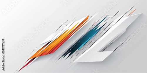 A 3D render of a stack of colorful books and notebooks with school art supplies like pencils and crayons set against an abstract background of vibrant lines for education or office design